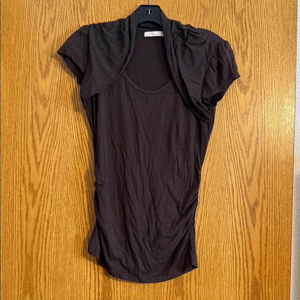 Charlotte Russe Brown Cap Sleeve Blouse